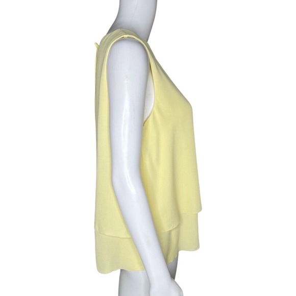 MNG Mango Shirt Womens 6 Yellow Layer Blouse Chiffon Casual Office Spring Easter - Picture 2 of 7